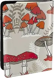 [JEJEA] Red Mushrooms Print Travel Organizer Credit Cards Case Passport BookPassport Holder Cover Wallet forTraveling,, Black, One Size
