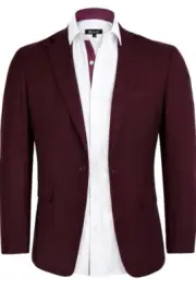 Alizeal Men XXL Plaid Blazer One Button Slim Fit Business Suit Jacket Burgundy