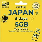 Japan eSIM 5 Days 5GB | DeSiM | Data ONLY | High-Speed Data（5 Days）, Multi-Network, QR Cord Easy Activation, Tethering, No Voice/SMS, Local Support, Prepaid SIM for Japan Travel eSIM