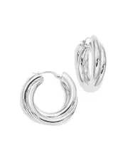 Bloomingdale's Fine Collection Triple Twist Medium Hoop Earrings in Sterling Silver