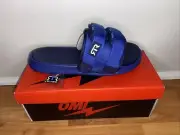 OMI RELOADED Big Blue stepper slides Hook And Loop Straps With Hat Pin