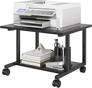 Livofloral Under Desk Printer Stand, 20.5 x 15.7 Inches Cart With Wheels, 2 Tier Mobile Table for Home Office, Large Stand With Storage for Printer or Mini Fridge, Black