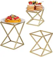 Twisting Brass Metal Pizza Rack, Dessert Serving Risers for Cupcake, 3-Piece Set