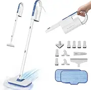 Mistsince 7-in-1 Steam Mop for Cleaning Hardwood, Laminate Floor, Tiles,Wall and Grout,Detachable Handheld Steamer with Attachments(2 Washable Microfiber Pads and 11 Brush Heads Included)1200W/8.4oz