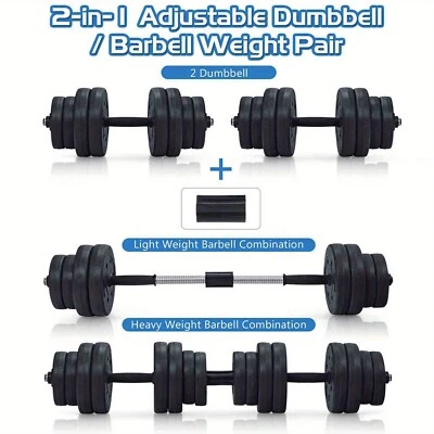 2-in-1 30KG Dumbbell Weight Set Adjustable Barbel Home Gym Workout Equpiment