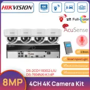 Hikvision 4CH 4K Dome Security System 8MP Hybrid Light ColorVu IR POE Camera MIC