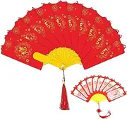 2025 Snake Year Fan Shape Red Hong Bao, Chinese New Year Red Envelope Fan Shape Lunar Year of The Snake Red 10 Card Slots Packet Lucky Money Bag Folding Hongbao, for Weeding Birthday, Spring Festival