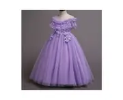 Girls Party Evening Princess Dress Maxi Dress Children's Tulle Ball Gown-Purple