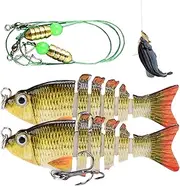 Bass Fishing Bait, Realistic Lure Spinnerbait Multi Jointed Bait, 2X Fishing Accessories Gear, Slow Sinking Crankbait for Bass Trout Salmon Pike Walleye