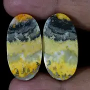 (16X30X4 MM) 41.00 Cts. NATURAL BUMBLE BEE JASPER MATCHED PAIR CABOCHON GEMSTONE