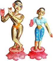 Ashtadhatu-Brass Radha Krishna Idol (Colored) (3 Inch Height)