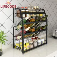 在飛比找PChome24h購物優惠-LIFECODE《收納王》304不鏽鋼炭黑-四層置物架-寬3