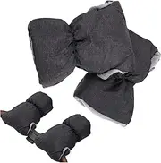 CIMAXIC 1 Pair Stroller Gloves for Prams Warm Fleece Mittens with Snap Buttons Freeze Hand Muffs for Winter Stroller Accessories Deep Grey