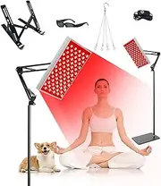 Tanning Lamp for Home with 30 min Timed, 45W Solarium with 225pcs LED Lamps and Desktop & Adjustable Height Stand, Floor Standing Installation, 660nm + 850nm, for Antique Bronze Skin
