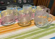 Vintage The NESTLE CO INC World Globe Glass Cocoa Coffee Tea Mugs Cups, Set Of 6