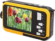 Underwater Digital Camera, Full HD 2.7K 48MP Water Proof Camera with Front Rear Selfie Dual Screen, 16x Digital Zoom, Camcorder for Travel Vlog (Yellow)