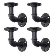 4 Pack Industrial Pipe Shelf Brackets Floating Metal Shelving Support