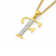 9ct Gold Diamond Initial F Pendant