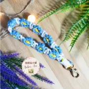 Macrame Flower Braided Keychain Cotton Cord Wristlet Phone Lanyard Strap