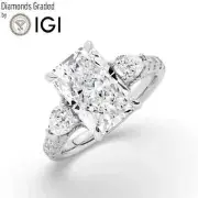 Radiant Solitaire Labgrown Diamond Trilogy Ring Platinum 5.15 Ct D VS1