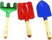 KOMBIUDA 3Pcs Mini Garden Tool for Trowel Shovel Rake with Wooden Handle Safe and Lightweight Gardening Tools for Boys for Outdoor Play