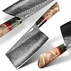 Damascus Kitchen Chinese Cleaver,7.5in Professional Handmade Chopping Chopper...