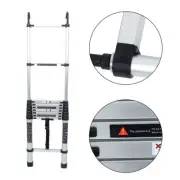 12.5 FT Aluminum Telescoping Extension Ladder Multi Purpose W/ Hook For Home