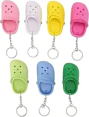 [Jiawu] Cute Slipper Keychain, 7PCS Soft Silicone Shoe Key Chains, 7 Colors Mini Croc Shoe Keychain for Key Ring Backpack Purse Car