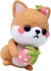 HOODANCOS Cartoon Sitting Dog Plush Doll DIY Needle Felting Kit Fun Art Craft for Adults Complete Wool Felting Supplies for Interactive Learning Creative Projects