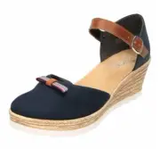 Rieker Espadrille Wedge Heel Sandals 61954-14 Blue Platform Uk 6 Eu 39