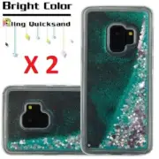 2x Lot For Samsung Galaxy Note 9 N960 Green Purple Liquid Glitter Clear TPU Case
