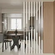 Junvstor Privacy Screen Post, Room Divider 155-300cm Tall, Wall Partition Column, Freestanding Separator, Black Separation Metal Slats, 7pcs Paravent(7pcs-A,195cm/77in/6.4ft)