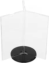 Acrylic Sign Holder Six Sided Rotating Menu Holder with Base Vertical Sign Stand Clear Display Frame Fot Desktop Tabletop Decor