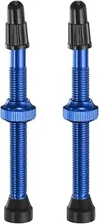 uxcell 2pcs Tubeless Valve Stems 60mm Aluminum Alloy Tubeless Valve Super Light No Leak Durable Valve Stem Caps Multiple Color & Size Fit Most Bicycle Tubeless Rims Pair, Blue