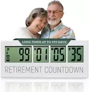 Retirement Countdown Clock - up to 999 Days LCD Digital Timer - Easy to Set