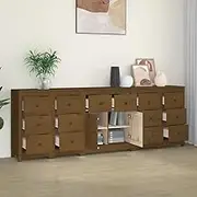 Sideboard Honey Brown, 230x35x80 cm Solid Wood Pine Storage Cabinet for Living Room, Kitchen, Office