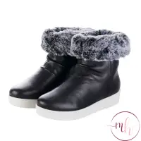 在飛比找momo購物網優惠-【MMHH】羊皮 反折 絨毛靴-時尚黑(雪靴 保暖 足弓)