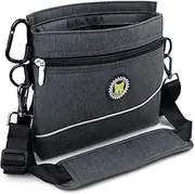 Viklluyr Dog Treat Pouch Bag with Magnetic Closure, 2 Zip Pockets, Dog Food Bag with Removable Inner Pocket, Padded Shoulder Strap, Perfect Food Bag for Agility Training - Including Carabiner