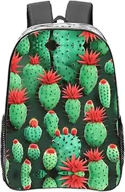 [DRTGEDS] Many Small Cactus Art Basics Transparent Backpack,Pvc Material With Ruinforced Shoulder Straps,Clear Bag For Adult