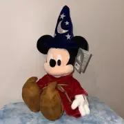 Disney Store Mickey Mouse Sorcerer Plush Wizard Stuffed Toy Fantasia BNWT
