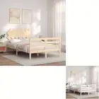 Bed Frame Bed Base with Headboard White 137x187 cm Double Solid Wood vidaXL