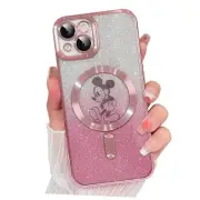 Magnetic Glitter 6.1 in, Clear Sparkle Case for iPhone 15 Glitter(Clear Pink)