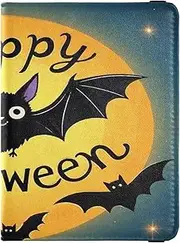 [Amooorous] Happy Halloween Cartoon Cute Black Bat Leather decorative Passport Holder Covers Case Vaccine Case Protector Cover Cute Passport Book Lightweight, Happy Halloween cartoon cute black bat, 1 size