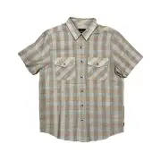 BRIXTON Memphis Linen Blend Shirt Size: M Chinois Green