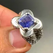 Natural Sapphire Rings With Sterling Silver 925 Blue Sapphire Ring, Handmade Nee