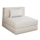 Folding Sofa Bed with Pillow, Portable Foldable Sofa Bed for Single Off White
