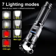 1000000 Lumens LED Flashlight Tactical Light Super Bright Torch USB Rechargeable