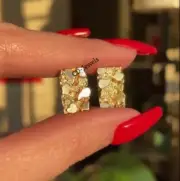 Men's Solid Metal Bold Charm Cocktail Nugget Earring 14k Gold Plated Silver