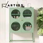 Artiss Buffet Sideboard Cupboard Cabinet Storage Glass Doors Metal Green ELLA