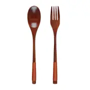 ANYGLEAM Orange 2pcs Wooden Fork Spoon Set Kitchen Tableware